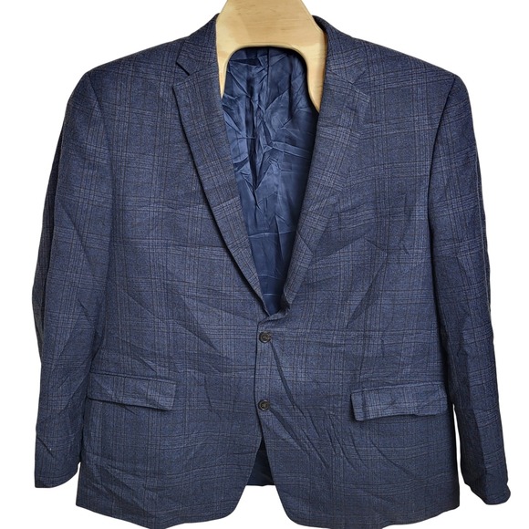 Lauren Ralph Lauren Men's 54 R Blue Plaid Two Button‎ Blazer Sport Coat READ